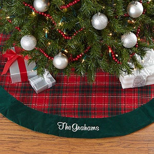 Holiday Plaid Personalized Tree Skirt - 17896