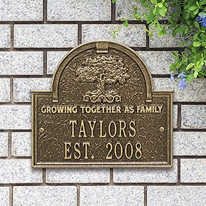 Family Tree Personalized Family Aluminum Plaque- Antique Brass - 18022D