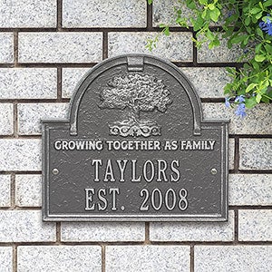 Family Tree Personalized Family Aluminum Plaque- Pewter Silver - 18022D-PS