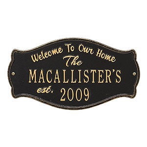 Fluted Arch Personalized Aluminum Welcome Plaque- Black Gold - 18029D-BG