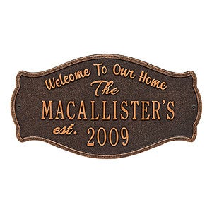 Fluted Arch Personalized Aluminum Welcome Plaque- Oil Rubbed Bronze - 18029D-OB