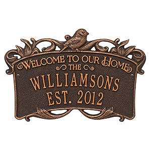 Songbird Welcome Personalized Aluminum Wedding Plaque- Oil Rubbed Bronze - 18031D-OB