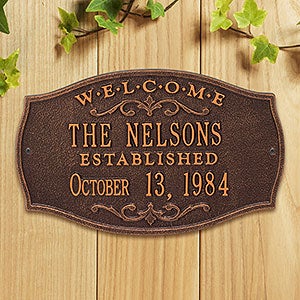 Brookfield Welcome Personalized Aluminum Plaque - Antique Copper - 18032D-AC