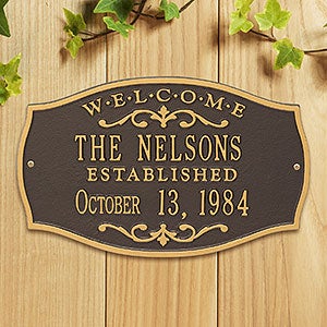 Brookfield Welcome Personalized Aluminum Plaque- Bronze Gold - 18032D-OG