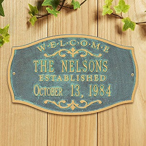 Brookfield Welcome Personalized Aluminum Plaque - Bronze Verdi - 18032D-BV