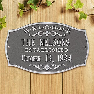 Brookfield Welcome Personalized Aluminum Plaque - Pewter & Silver - 18032D-PS