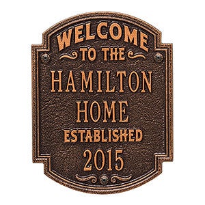 Heritage Welcome Personalized Aluminum Plaque- Antique Copper - 18034D