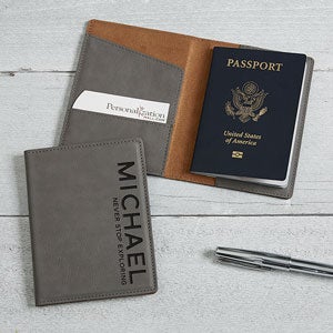 Bold Style Personalized Passport Holder- Charcoal - 18116-G