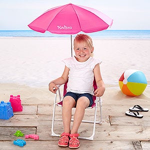 Kids Pink Beach Chair & Personalized Umbrella Set by Stephen Joseph - 18165
