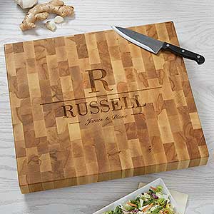 Decorative Name & Initial Personalized 16x18 Butcher Block Cutting Board - 18336