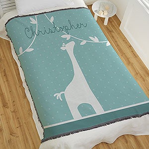 Baby Zoo Animals Personalized 56x60 Woven Throw Blanket - 18408-A