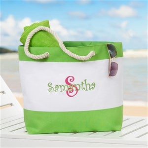 All About Me Embroidered Beach Tote-Green - 18420-G
