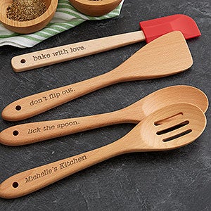 Kitchen Expressions Personalized Beechwood Utensils- 4pc Set - 18537