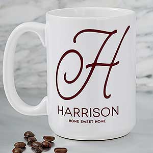 Initial Accent Personalized Coffee Mug 15 oz.- White - 18544-L