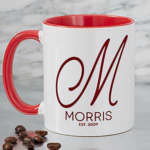 Initial Accent Personalized Coffee Mug 11 oz.- Red - 18544-R