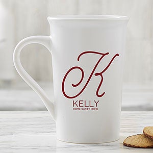 Initial Accent Personalized Latte Mug 16 oz.- White - 18544-U