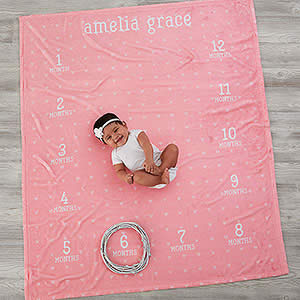 Monthly Milestone Personalized Baby Plush Fleece Blanket - 18584