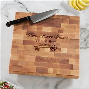 Key to Our Home Personalized 12x12 Butcher Block Cutting Board - 18603-12