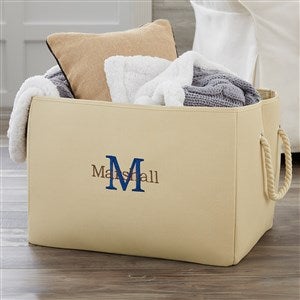Initially Yours Embroidered Storage Tote- Natural - 18680