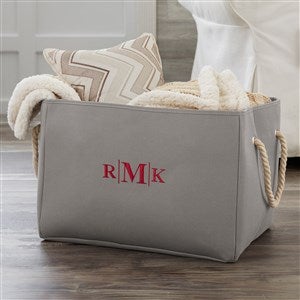 Personalized Grey Canvas Storage Tote - 18682-G