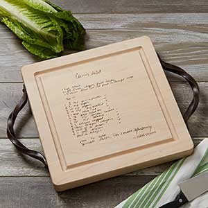 Handwritten Recipe Engraved Cutting Board With Handles - 18729D-H