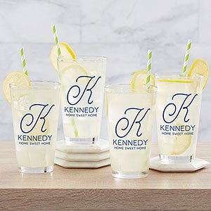 Initial Accent Personalized Printed Drinking Glass - 18737