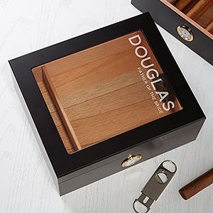 Bold Style Premium Black Personalized Cigar Humidor 50 Count - 18759