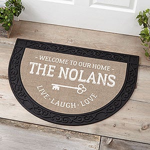 Key To Our Home Personalized Half Round Doormat - 18837