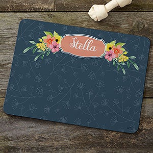 Floral Personalized Dog Food Mat - 19028