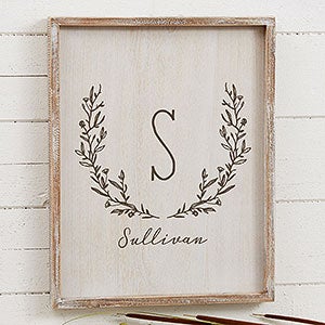 Farmhouse Floral Personalized Whitewashed Frame Wall Art- 14