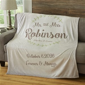 Mr. & Mrs. Personalized Wedding & Anniversary 50x60 Plush Fleece Blanket - 19268