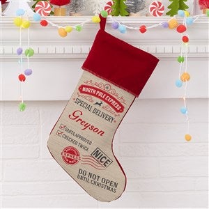 Special Delivery From Santa Personalized Burgundy Christmas Stocking - 19347