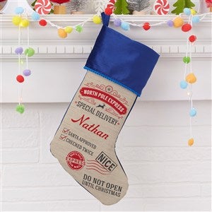 Special Delivery From Santa Personalized Blue Christmas Stocking - 19347-BL