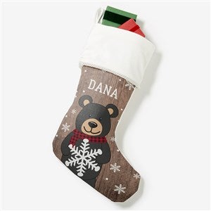 Holiday Bear Family Personalized Ivory Christmas Stocking - 19348-I