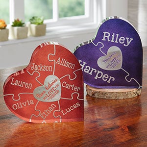 We Love You To Pieces Personalized Colored Heart Puzzle Keepsake - 19439