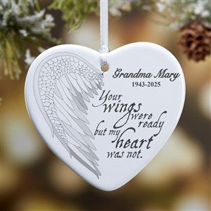 Angel Wings Personalized Memorial Heart Ornament - 19551-1