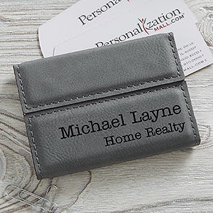 Signature Series Personalized Business Card Case- Charcoal - 19686-C