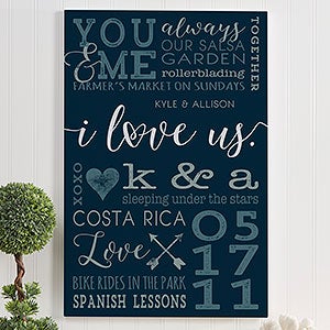 I Love Us Personalized Canvas Print- 12