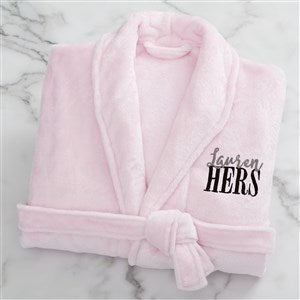 His or Hers Embroidered Luxury Fleece Robe- Pink - 19758-P