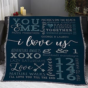 I Love Us Personalized 56x60 Woven Blanket - 19969-A