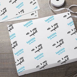Step & Repeat Personalized Wedding Wrapping Paper Sheets - Set of 3 - 20037-S
