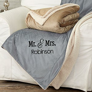 Mr. and Mrs. Embroidered 60x72 Sherpa Blanket - 20070-L