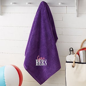His or Hers Embroidered 35x60 Honeymoon Beach Towel- Purple - 20124-P
