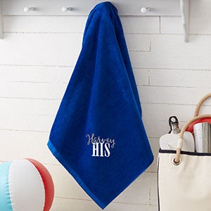 His or Hers Embroidered 35x60 Honeymoon Beach Towel- Blue - 20124