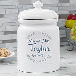 Mr. and Mrs. Laurel Leaf Personalized Cookie Jar - 20145