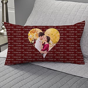 I Love Us Personalized Lumbar Velvet Pillow - 20563-LBV