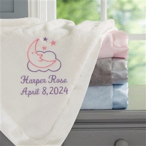 Moon & Stars Personalized Baby Girl Blanket - 20603