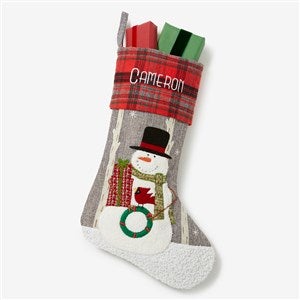 Snowman Personalized Plaid Christmas Stocking - 20996-SM