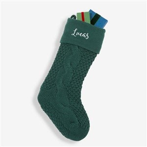 Emerald Cozy Cable Knit Personalized Christmas Stocking - 21010-E