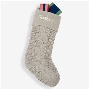 Grey Cozy Cable Knit Personalized Christmas Stocking - 21010-G